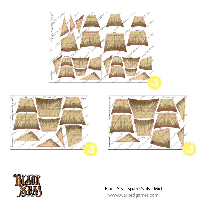 Black Seas Spare sails - mid - Zubehör & Bitz - Warlord Games - 799910024