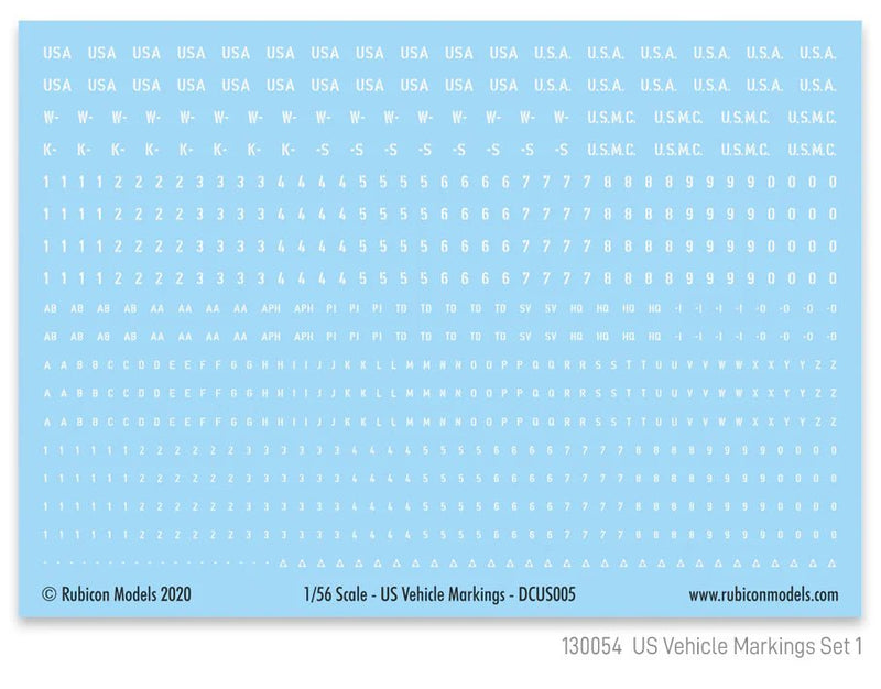 US Vehicle Markings ( Vehicle Registration & Bumper Code) - Zubehör - Rubicon Models UK Ltd - 130054