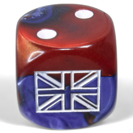Great Britain War Dice Gemini Blue/Red/White 16mm d6 (12 Dice)