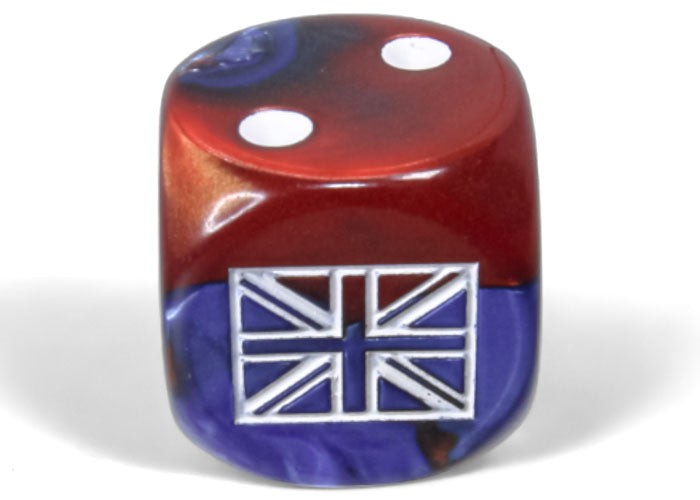Great Britain War Dice Gemini Blue/Red/White 16mm d6 (12 Dice)