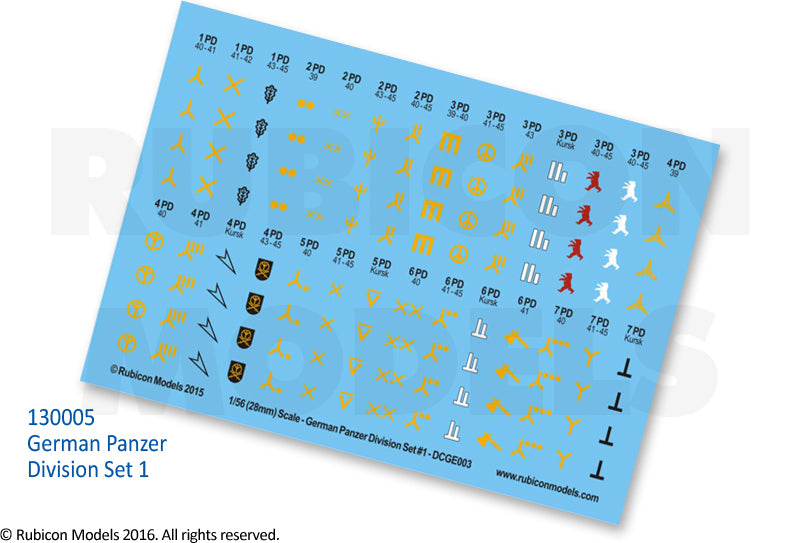 German Panzer Division Set 1 Decal Sheet