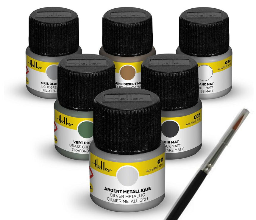 Acrylic Colour Set ”Military” Aircraft 6 x 12 ml + Brush