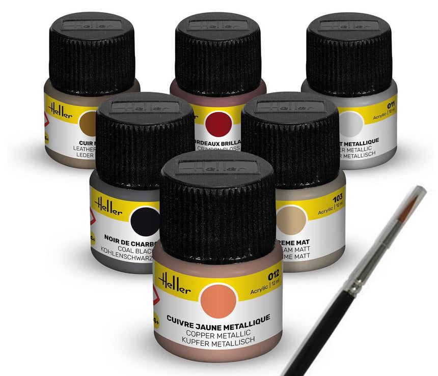Acrylic Colour Set  ”Oldtimer” 6 x 12 ml + Brush