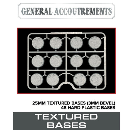 25mm Textured Bases (3mm Bevel) - 48 texturierte Hartplastik-Bases