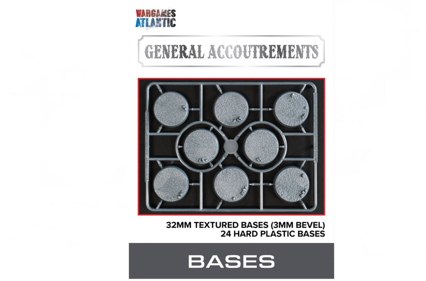 32mm Textured Bases (3mm Bevel) - Wargames Atlantic - WAAGA017