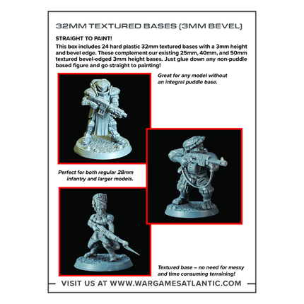 32mm Textured Bases (3mm Bevel) - Wargames Atlantic - WAAGA017 (2)