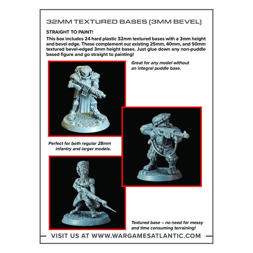 32mm Textured Bases (3mm Bevel) - Wargames Atlantic - WAAGA017 (2)