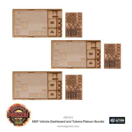 Achtung Panzer! MDF Vehicle Dashboard and Tokens Platoon Bundle - Warlord Games
