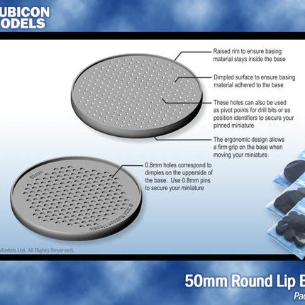 50mm Round Bases (Pack of 10) - Zubehör - Rubicon Models UK Ltd - 801007