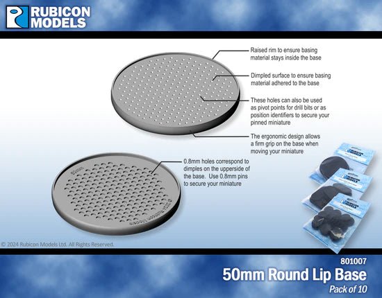 50mm Round Bases (Pack of 10) - Zubehör - Rubicon Models UK Ltd - 801007