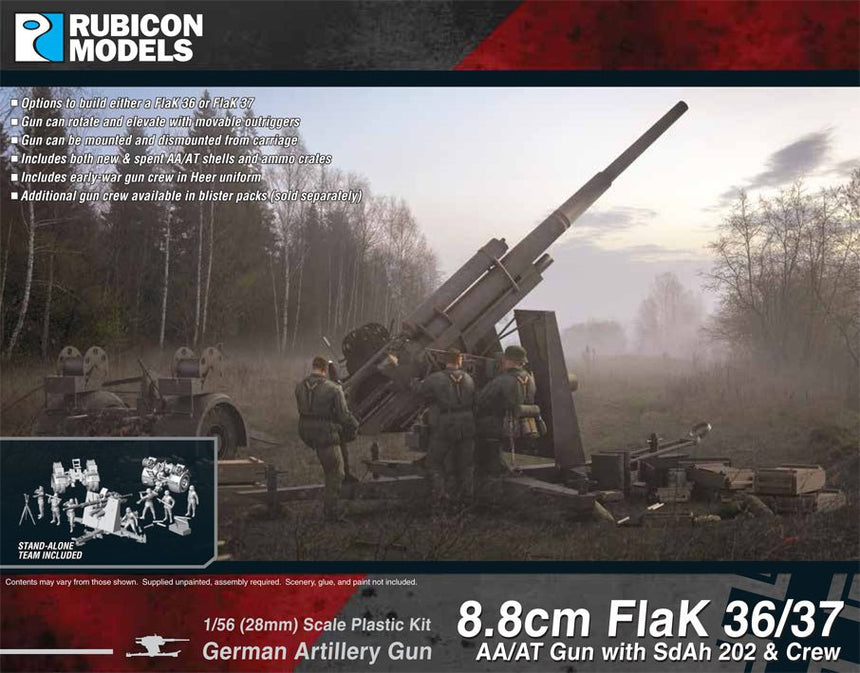 8,8cm FlaK 36/37 AA/AT Gun mit SdAh 202 & Besatzung - Artillerie - Rubicon Models UK Ltd - 280069