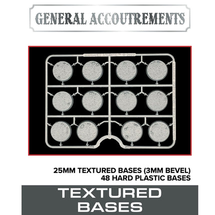 25mm Textured Bases (3mm Bevel) - 48 texturierte Hartplastik-Bases