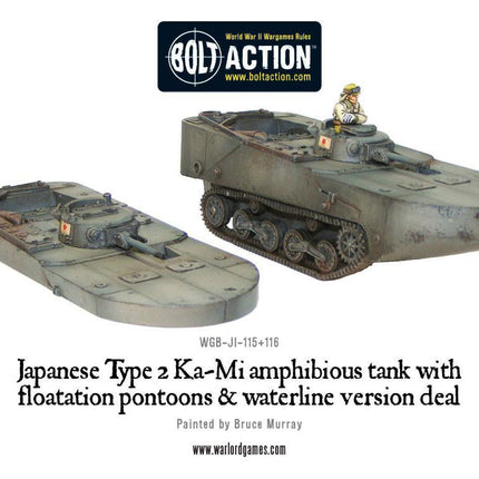 Japanese Type 2 Ka-Mi Amphibious Tank with Floatation Pontoons & Waterline Version Deal - Warlord Games