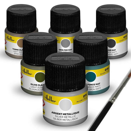 Acrylic Colour Set ”Military” 6 x 12 ml + Brush
