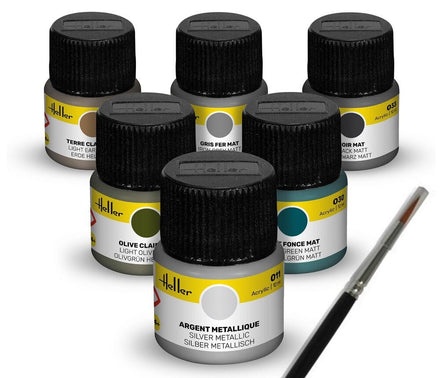 Acrylic Colour Set "Military" 6 x 12 ml + Brush