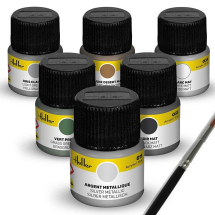 Acrylic Colour Set ”Military” Aircraft 6 x 12 ml + Brush