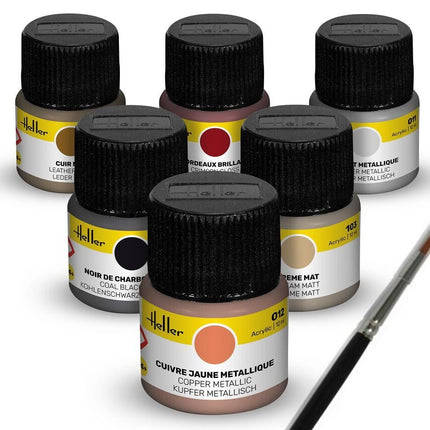 Acrylic Colour Set  ”Oldtimer” 6 x 12 ml + Brush