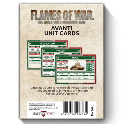 Avanti Unit Cards