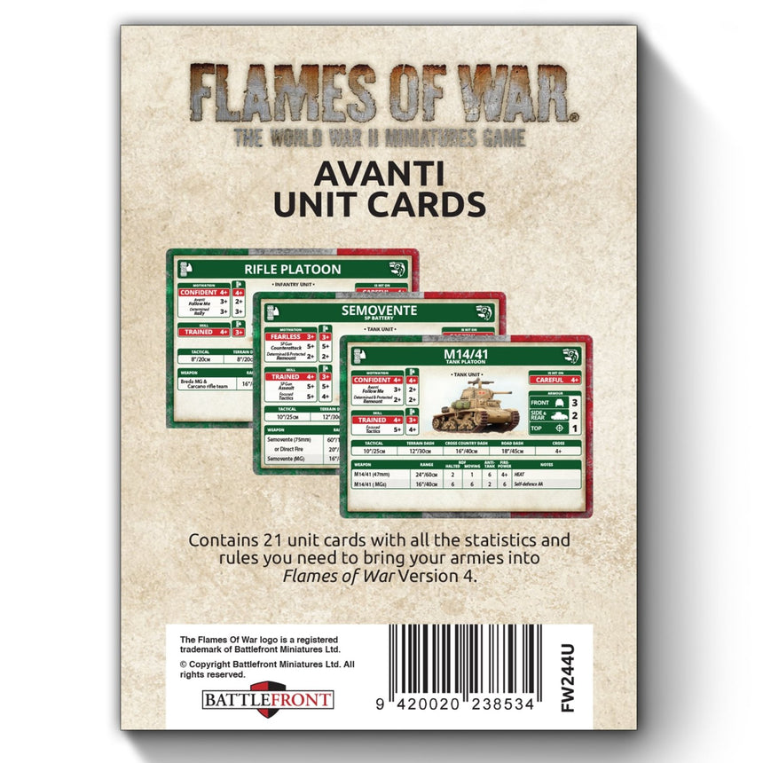 Avanti Unit Cards