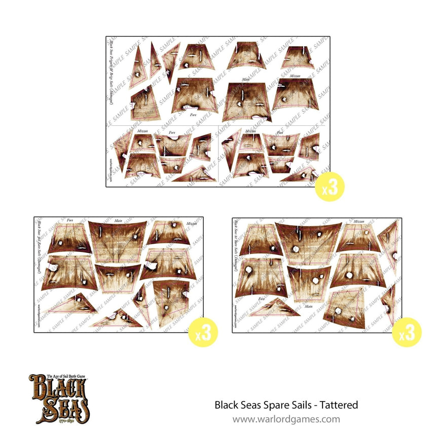 Black Seas Spare sails - tattered - Zubehör & Bitz - Warlord Games - 799910022