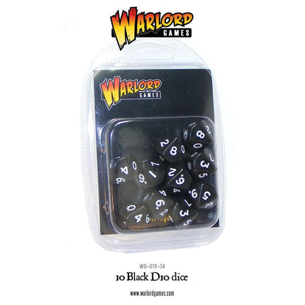 Black Würfel/Dices D10 (10Stk) - Zubehör - Warlord Games - WG-D10-34