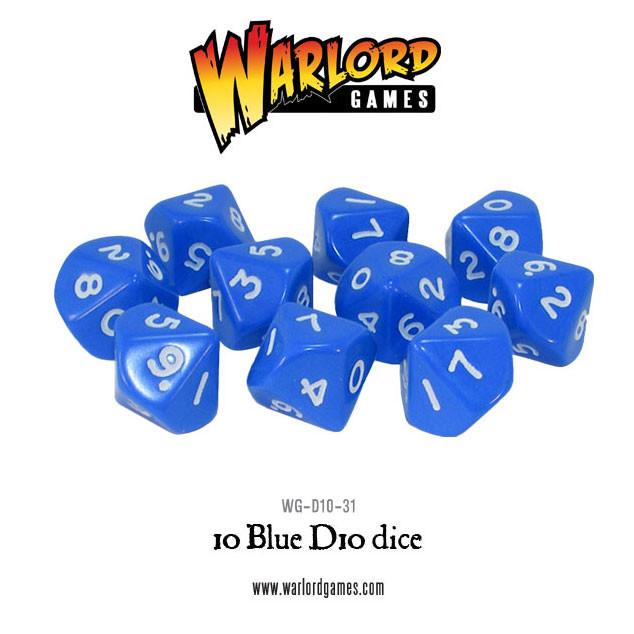 Blue Würfel/Dices D10 (10Stk) - Zubehör - Warlord Games - WG-D10-31
