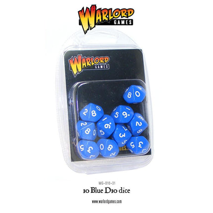 Blue Würfel/Dices D10 (10Stk) - Zubehör - Warlord Games - WG-D10-31
