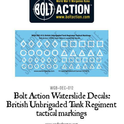 Bolt Action British Unbrigaded Tank Regiment tactical markings - weiß - Decal-Sheet