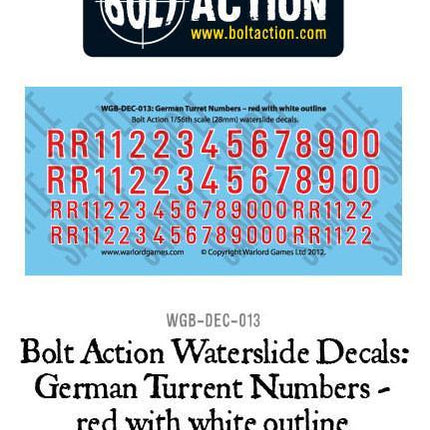 Bolt Action German Turret Numbers - rot mit weißer Kontur - Decal-Sheet