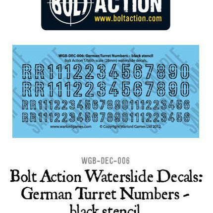 Bolt Action German Turret Numbers - schwarz (Stencil) - Decal-Sheet