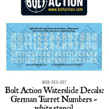 Bolt Action German Turret Numbers - weiß (Stencil) - Decal-Sheet