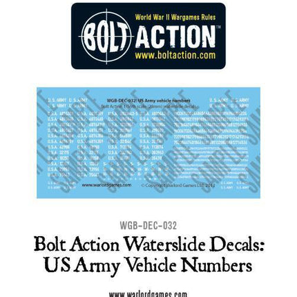 Bolt Action US vehicle numbers decals