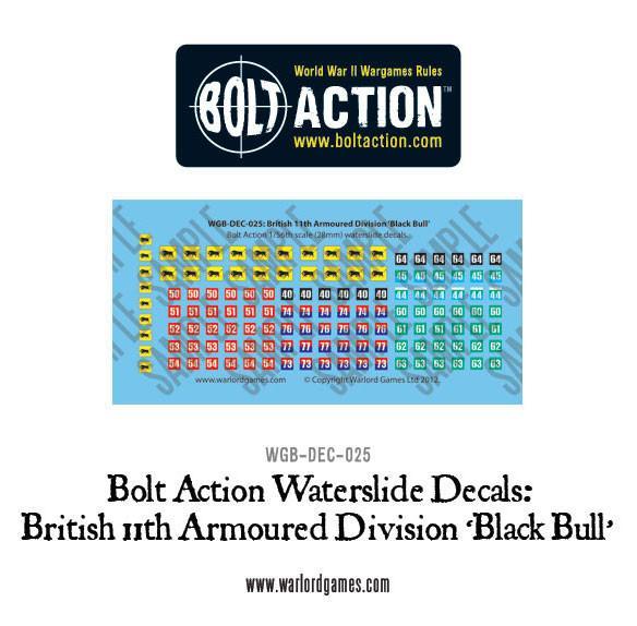 British 11th Armoured Division (Black Bull) Nassschiebebilder