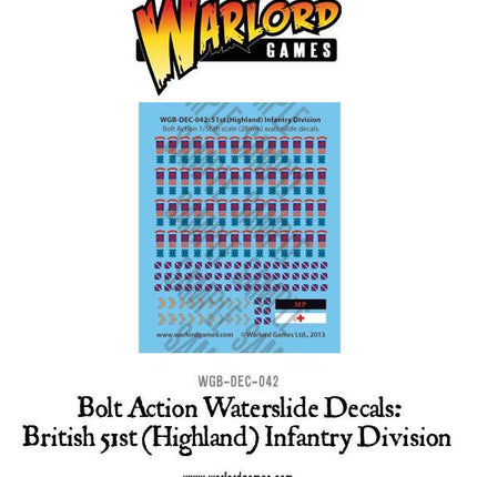 British 51st (Highland) Infantry Division Nassschiebebilder