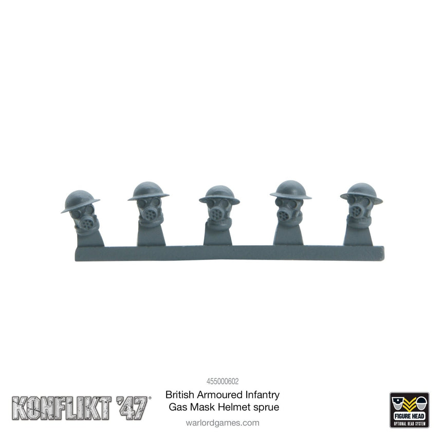 British Armoured Infantry Gas mask helmet sprue - Warlord Games - 455000602a
