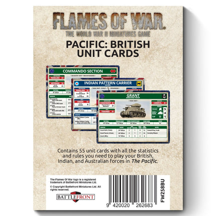British, Australian & Indian Unit Cards