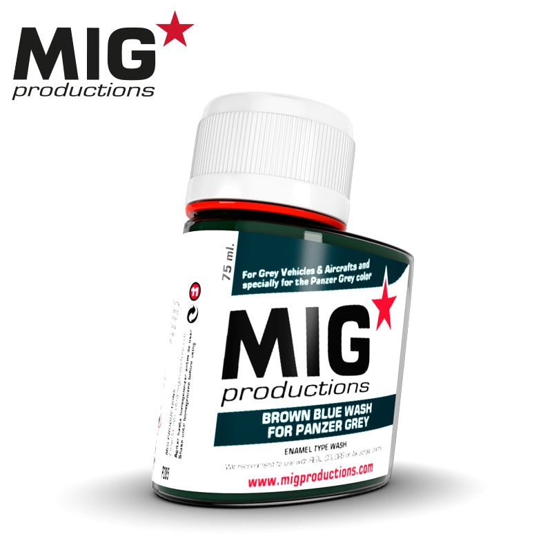Brown Blue Wash for Panzer Grey - MIG Productions Wash (75 ml) - AK Interactive - P285