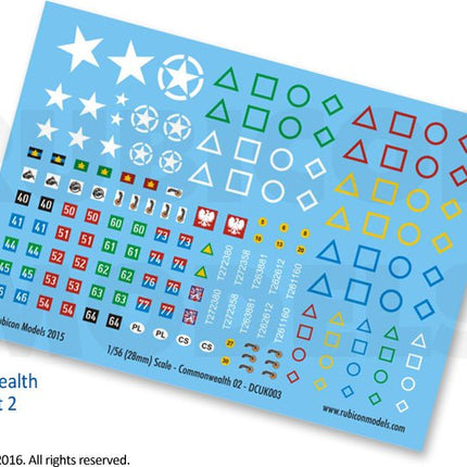 Commonwealth Generic Set 2 Decal Sheet - Zubehör - Rubicon Models UK Ltd - 130018