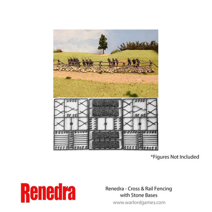 Cross & Rail Fencing with Stone Bases