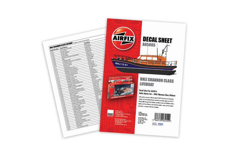 Decal Sheet - RNLI Shannon Class Lifeboat (A55015) - Decals - Airfix - A65005
