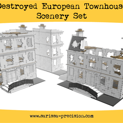 Destroyed European Townhouse Scenery Set