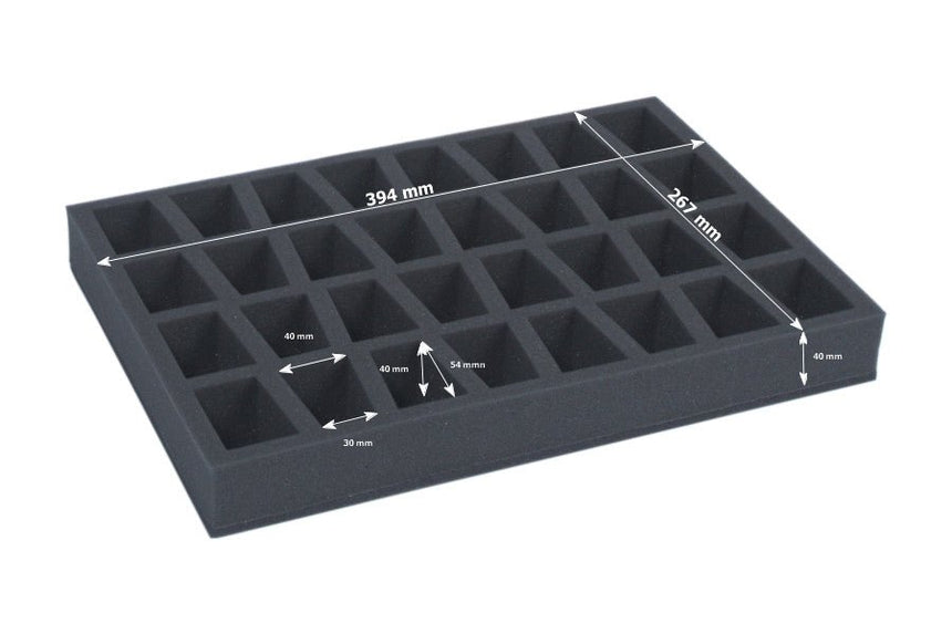 Foam tray for 32 miniatures on 40mm bases - Safe & Sound