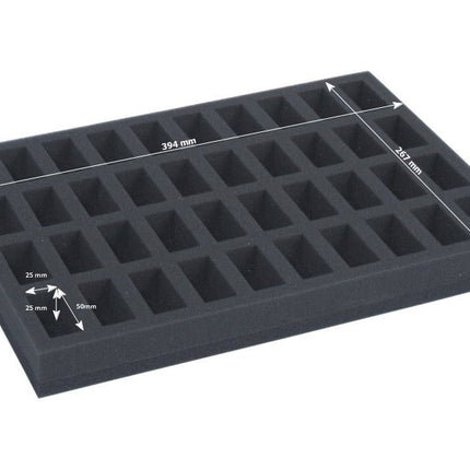 Foam tray for 40 miniatures on 25mm bases - Safe & Sound