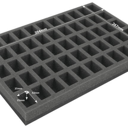 Foam tray for 55 small miniatures on 25 mm bases - Safe & Sound