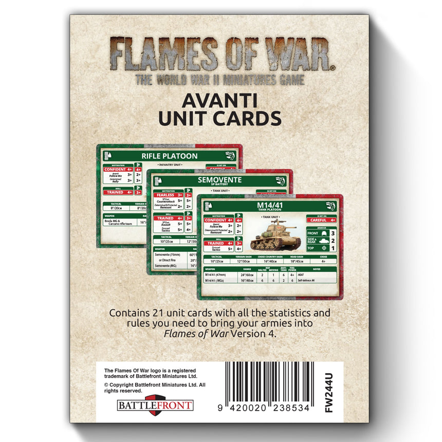 Avanti Unit Cards