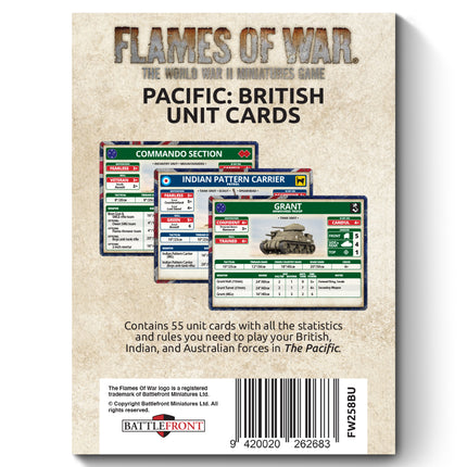 British, Australian & Indian Unit Cards