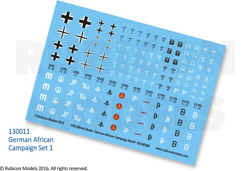German African Campaign Set 1 Decal Sheet - Zubehör - Rubicon Models UK Ltd - 130011