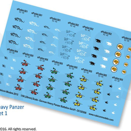 German Heavy Panzer Battalion Set 1 Decal Sheet - Zubehör - Rubicon Models UK Ltd - 130008