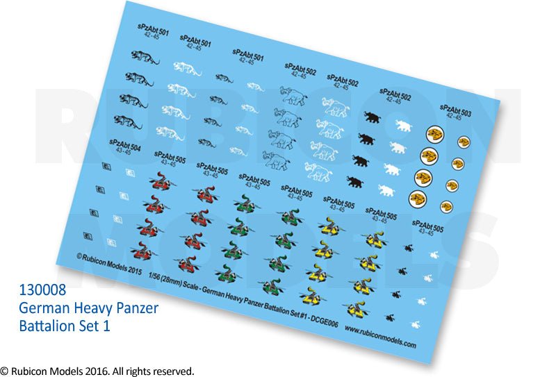 German Heavy Panzer Battalion Set 1 Decal Sheet - Zubehör - Rubicon Models UK Ltd - 130008