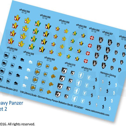 German Heavy Panzer Battalion Set 2 Decal Sheet - Zubehör - Rubicon Models UK Ltd - 130009